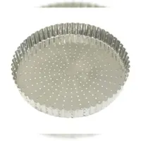 Gobel - Tortenform, geriffelt, perforiert - Weißblech - fester Boden - Ø 22 cm H 2,8 cm - 126325