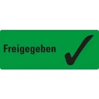 König Werbeanlagen Dreifke Organisationsetik. Freigegeben, Pikto, grün, Haftpapier, ablösbar, 50x20mm, 500/Rolle