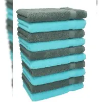 Betz 10 Stück Gästehandtücher PREMIUM 100%Baumwolle Gästetuch-Set 30x50 cm Farbe türkis und anthrazit