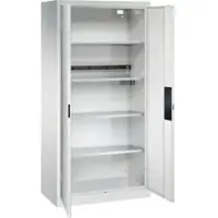 C+P Akkuladeschrank Acurado, abschließbar, mit Inneneinrichtung, B 930 x T 500 x H 1950 mm, Stahl, lichtgrau RAL 7035/lichtgrau RAL 7035