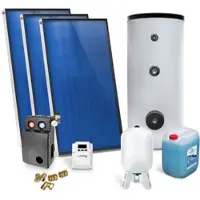 SUNEX Solar-Paket für Brauchwasser 3x AMP 2.0 Flachkollektor 6,03 qm 400 Liter Solar-Brauchwasserspeicher