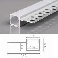 Energmix 2m LED Alu Profil Unterputz Rigips Trockenbau Schiene Kanalprofil mit Milchglas Abdeckung Kanal System für LED-Streifen Profil H-5