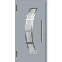 Haustuerenland.de Aluminium Haustür RC2 "MEIKE" 78 mm Edelstahl Fenstergrau RAL 7040 beidseitig außen öffnend DIN links