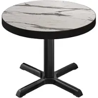 GGM Möbel BSM | Bistro Tisch | Ø 60 x 77 cm | Schwarzer Rand | Rund | Weiß Marmor / Schwarz