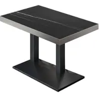 GGM Möbel BPA | Bistro Tisch | 130 x 80 x 81 cm | Rechteckig | Edelstahl Rand | Schwarz Marmor/ Schwarz