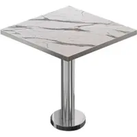 GGM Möbel BML | Bistro Tisch | 80 x 80 x 74,5 cm | Quadratisch | Edelstahl Rand | Weiß Marmor / Edelstahl