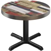 GGM Möbel BSM | Bistro Tisch | Ø 70 x 77 cm | Edelstahl Rand | Rund | Vintage Bunt / Schwarz