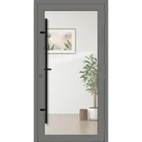 Haustuerenland.de PREMIUM Aluminium-Glas Haustür "HELENA" 90 mm BLACKLINE flächenbündig Graualuminium RAL 9007 außen öffnend DIN rechts