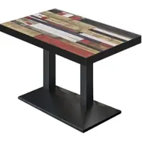 GGM Möbel BPA | Bistro Tisch | 110 x 60 x 81 cm | Rechteckig | Schwarzer Rand | Vintage Bunt / Schwarz
