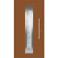 Haustuerenland.de Aluminium Haustür "FIONA" 78 mm RC2 Lehmbraun RAL 8003 beidseitig innen öffnend DIN rechts