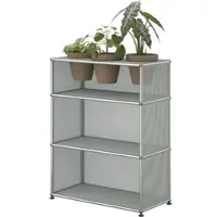 USM United Soft USM Haller Sideboard, mit perforierten Metallelementen und Pflanzeneinlage Lichtgrau