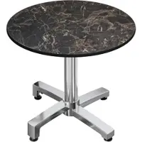 GGM Möbel CPBC | HPL Bistro Tisch | Ø:H 60 x 78 cm | Cappuccino-Marmor / Aluminium | Klappbar + Zusatzgewicht | Rund