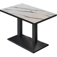 GGM Möbel BPA | Bistro Tisch | 110 x 60 x 78,5 cm | Rechteckig | Schwarzer Rand | Weiß Marmor / Schwarz