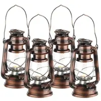 Lunartec 4er-Set LED-Sturmleuchte im Öllampen-Design, Flammen-Imitation, bronze