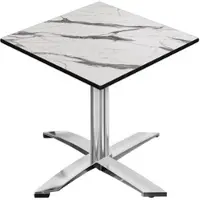 GGM Möbel CPTG | Bistro Tisch | B:T:H 70 x 70 x 76 cm | Weiß Marmor / Aluminium | Klappbar/ Zusatzgewicht
