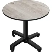GGM Möbel CPBC | HPL Bistro Tisch | Ø:H 70 x 78 cm | Eiche-Weiß / Aluminium Schwarz | Klappbar + Zusatzgewicht | Rund