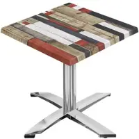 GGM Möbel WTG | Bistro Außen Tisch | B: T: H: 60 x 60 x 75,5 cm | Vintage Bunt / Aluminium | Quadratisch | Klappbar + Zusatzgewicht