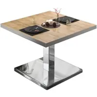 GGM Möbel BM | Bistro Loungetisch | B:T:H 60 x 60 x 41 cm | Eiche / Edelstahl