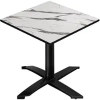 GGM Möbel CPTG | Bistro Tisch | B:T:H 60 x 60 x 76 cm | Weiß Marmor / Aluminium Schwarz | Klappbar/ Zusatzgewicht