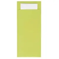 Mank Bestecktasche in Lime 85 x 200 mm, mit 2-lagiger Tissue-Serviette in Weiß - 500 Stück
