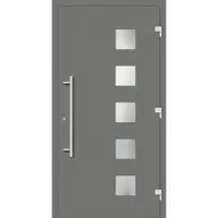 Haustuerenland.de Haustür mit Fingerprint "ELISABETH" 79 mm RC2 Graualuminium RAL 9007 außen öffnend DIN rechts