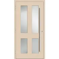 Haustuerenland.de Aluminium Haustür RC2 "MELANIE" 90 mm Hellelfenbein RAL 1015 beidseitig außen öffnend DIN links