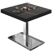 GGM Möbel BM | Bistrotisch | B:T:H 80 x 80 x 77 cm | Schwarz Marmor / Edelstahl | Quadratisch | Schwarzer Rand