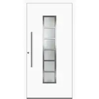 Haustuerenland.de SCHÜCO Aluminium Haustür "GRACE" ADS 75.SI RC2 Weiß RAL 9016 beidseitig innen öffnend DIN links