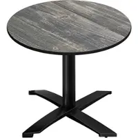 GGM Möbel CPTG | Bistro Tisch | Ø:H 60 x 76 cm | Rustikal Kiefer / Aluminium Schwarz | Klappbar/ Zusatzgewicht