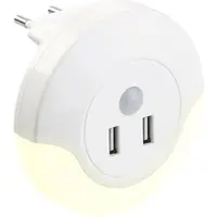 Luminea LED-Steckdosen-Nachtlicht mit PIR- und Lichtsensor, 2x USB (10 Watt)