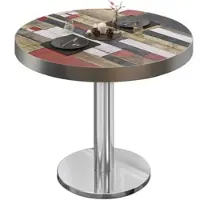 GGM Möbel BN | Bistrotisch | Ø:H 70 x 72 cm | Edelstahl Rand | Vintage Bunt / Edelstahl | Rund