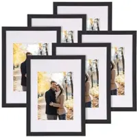 Your Design 6er-Set Bilderrahmen aus Holz, bruchsicheres Acrylglas, A4, schwarz