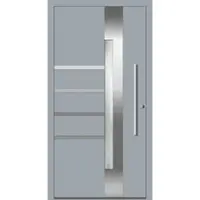 Haustuerenland.de Aluminium Haustür RC2 "ALEXANDRA" 78 mm Fenstergrau RAL 7040 beidseitig innen öffnend DIN rechts