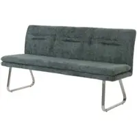 BERLINLODGE Sitzbank | HxBxT 93x180x58cm | Sitzhöhe 51cm | Lehne Stoff/Textil Chenille Edelstahl gebürstet 180cm | Blau-Grün | Esszimmerbank Bank Polsterbank