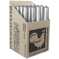 Kerzenfarm Hahn Stabkerzen Rustikal Silber, 180/22 mm, , Brenndauer 8h, 16 St.
