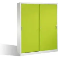 C+P Aktenschrank Acurado mit Schiebetüren, 2 x 5 Ordnerhöhen, H1950xB1600xT400mm Front Viridingrün Korpus Lichtgrau