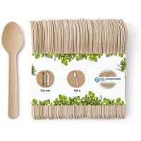 Biozoyg 100 Stück Papierlöffel 11,5cm umweltfreundliche, braune, kompostierbare Einweglöffel, Teelöffel für Desserts und Coffee-To-Go nachhaltig