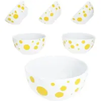 MamboCat Pula gelb 6x Müsli-Schale Ø14cm 400ml Porzellan 6 Pers. Dessert-Schüssel Punkte