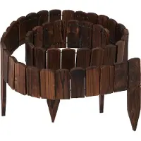Relaxdays Beeteinfassung, 200 cm lang, flexibel, Sichthöhe: 10 cm, zum Stecken, Holz, Beetzaun, Rasenkante, dunkelbraun