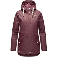 NAVAHOO Damen Regen Jacke Parka Wasserdicht Gefüttert Funktionsjacke Ocean Heart Wine Gr. 42 - XL