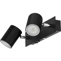 Ledscom.de Wandspot WAIKA, zweiflammig, mit Schalter, schwarz matt, inkl. GU10 LED, PAR16, warmweiß, je 6,3W, 374lm, 70°, 3-Stufen-Dimmer