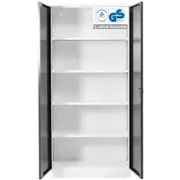 Proregal Stahlschrank BEE mit 9 lackierten Fachböden | HxBxT 195x92x50cm | Weiß-Schwarz | Werkstattschrank Werkzeugschrank Aktenschrank