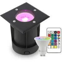 Longlife LED LED Bodeneinbaustrahler Schwarz eckig 230V IP67 - Leuchtmittel: GU10 5W RGB+CCT ...
