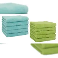 Betz 10 Stück Gästehandtücher PREMIUM 100% Baumwolle Gästetuch Set 30x50 cm ocean und avocadogrün