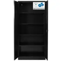 Proregal Stahlschrank BEE mit 8 lackierten Fachböden | HxBxT 195x92x42cm | Schwarz-Schwarz | Werkstattschrank Werkzeugschrank Aktenschrank