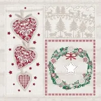 Mank Serviette Airlaid Benita, 40 x 40 cm, 50 Stück - Weihnachten Patchwork Landhausstil