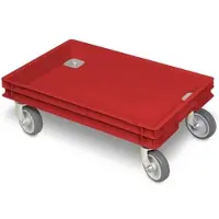 BRB-Lagertechnik BRB Rollkasten für 600x400mm Eurobehälter, graue Gummiräder, Trg 100 kg, rot