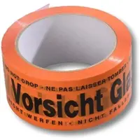 VEPATIM 36x Warnklebeband "Vorsicht Glas" PP Acrylatkleber geräuscharm 50mm x 66m