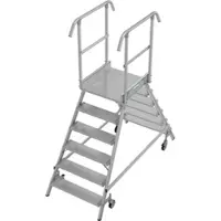 Krause STABILO PodestLeiter fahrbar, beidseitig begehbar, Stufen 2 x 6, Arbeitshöhe 3,45 m