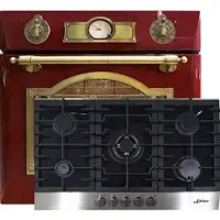 Kaiser Herd-set / Elektro Einbau Backofen EH 6355 RotEm 67L + KCG 9386 Turbo Gaskochfeld 86 cm